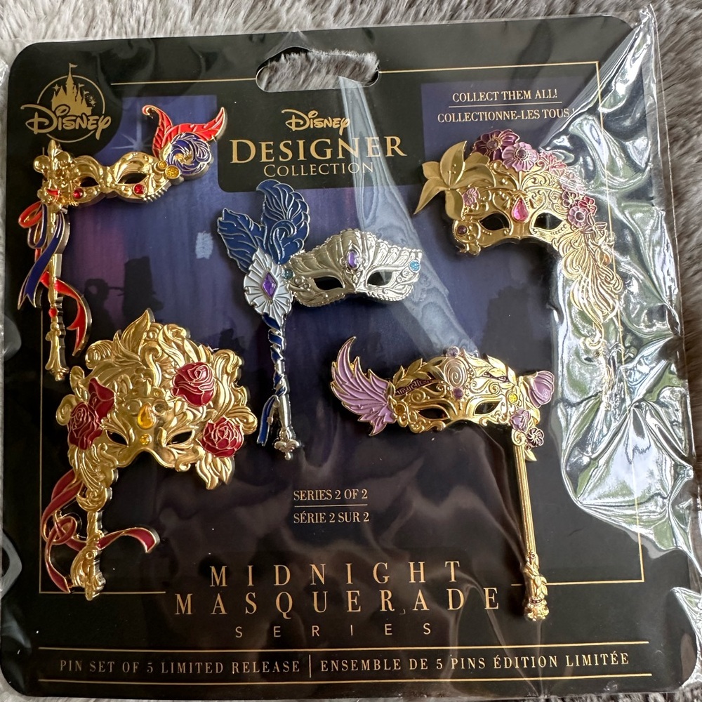 Disney Designer Midnight Masquerade Set of 5 Pins Series 2 Limited Release